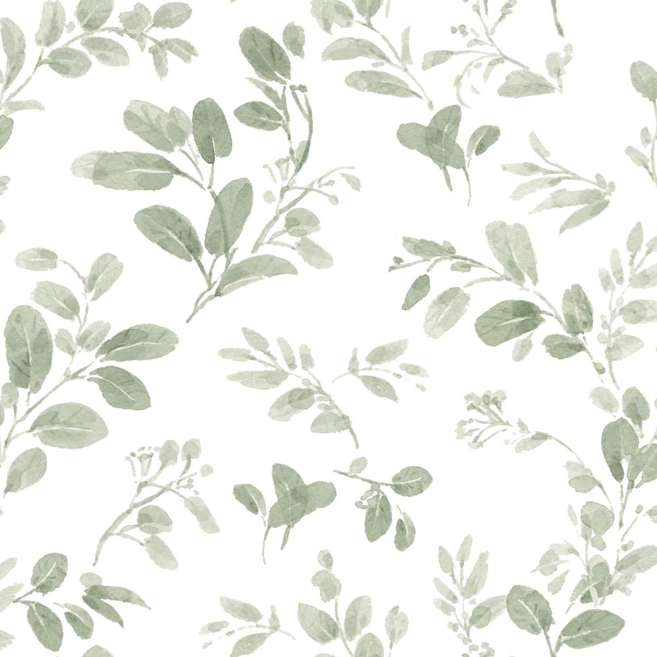 RoomMates Green Dancing Leaves Peel & Stick Wallpaper